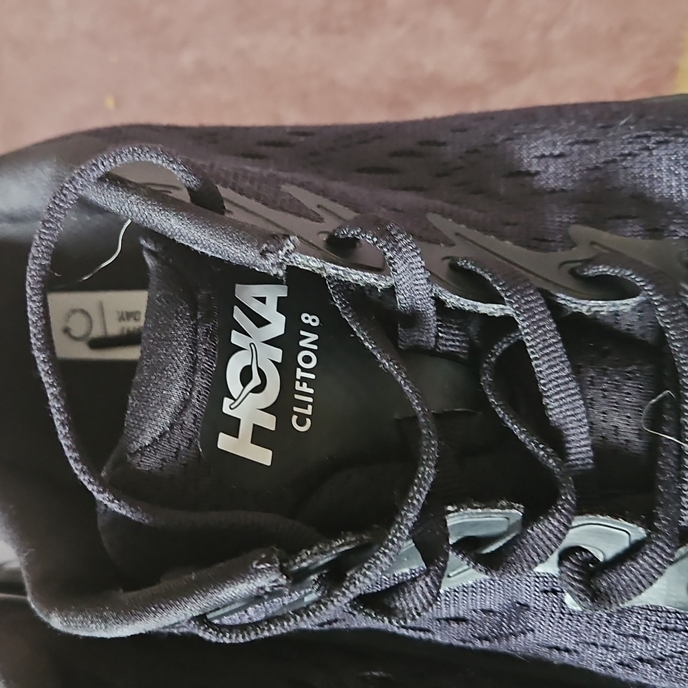 Hoka One One Clifton 9.5 B Black White Athletic Running Sneakers - Picture 9 of 10